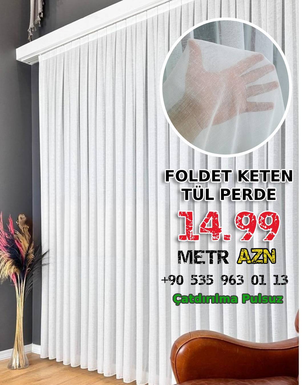 Foldet Keten Tül Pərdə