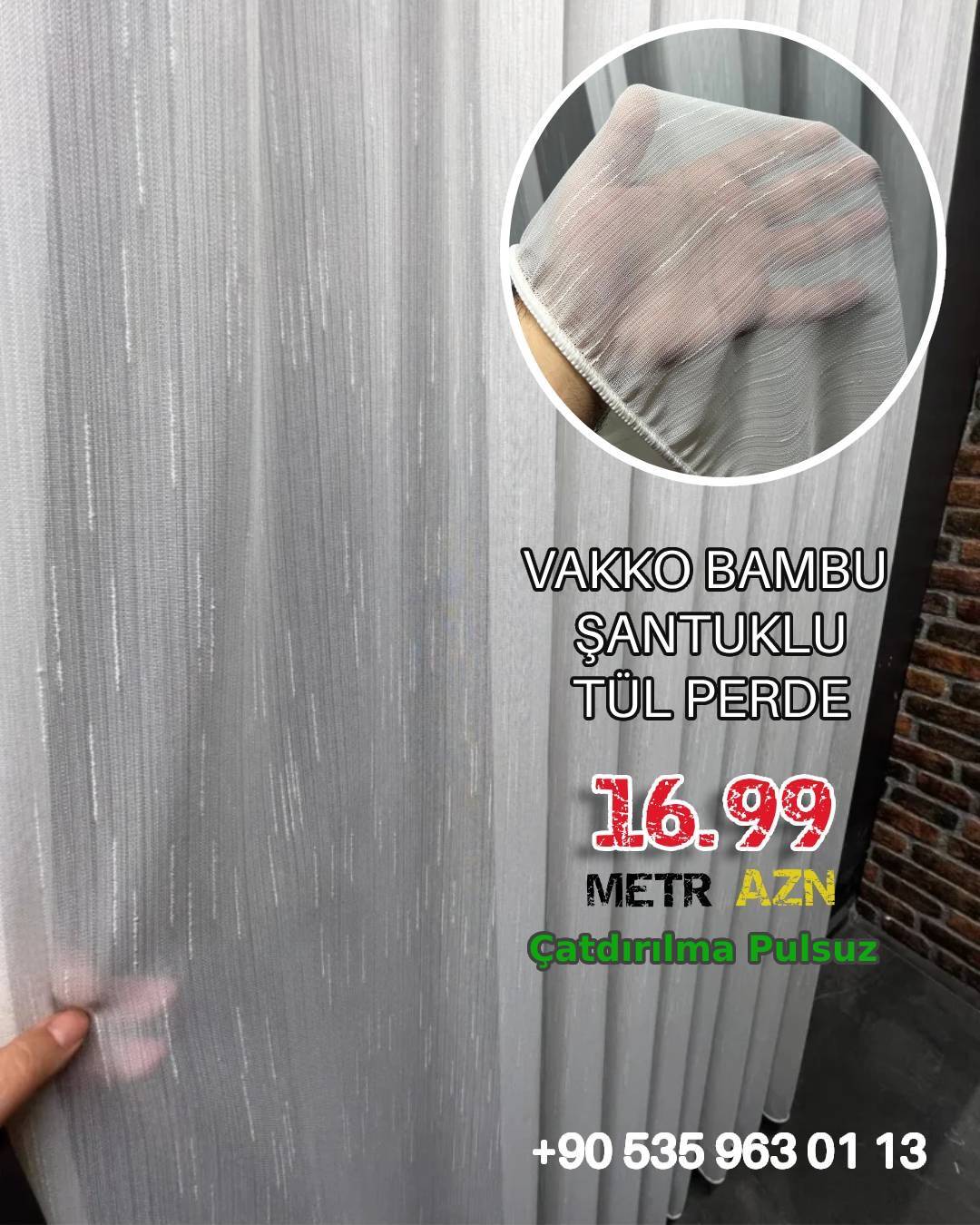 Vakko Bambu Şantuklu Tül Pərdə